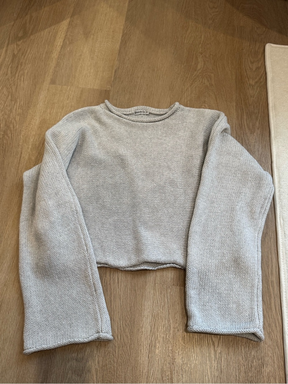 GHANDA Light Gray Cropped Knit Sweater